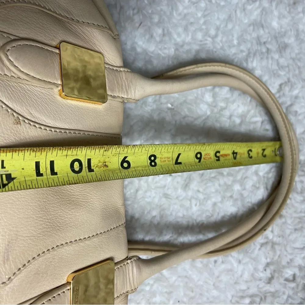 Rachel Zoie leather cream large Satchel with gold tone accents and hardwares